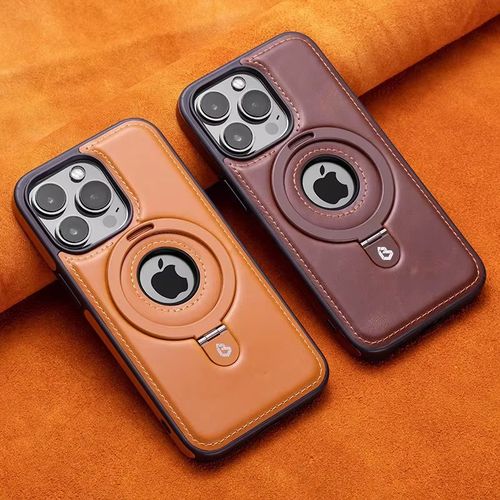 Luxurious Leather Invisible Stand iPhone 16 15 14 13 Series
