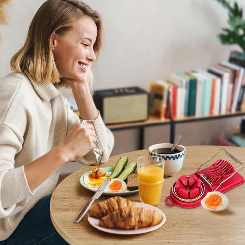 2 in 1 Stainless Steel Egg Slicer Cutter with Stainless Steel Wire for Hard Boiled Eggs Strawberry Soft Fruit Tomato Sausage