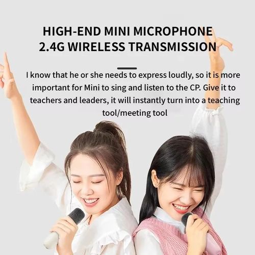 K12 Karaoke Machine Portable Bluetooth Speaker With 2 Wireless Microphones HiFi Family Singing Loudspeaker Children's Gift