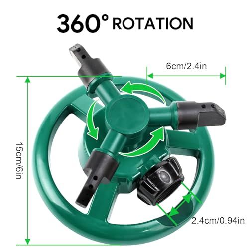 Garden Sprinkler, Adjustable 360 Degree Rotation Lawn Sprinkler, Large Area Coverage, Multipurpose Yard Sprinklers for Plant Irrigation and Kids Playing
