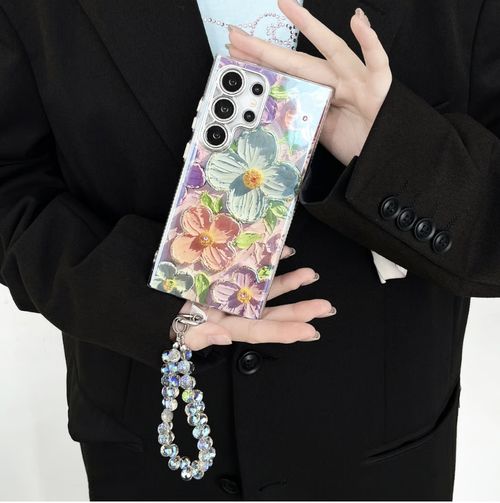 Oil Painting Flower Lanyard Phone Case For Samsung