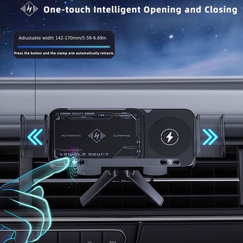 Smart Auto-Clamp Wireless Car Charger – 15W Fast Charge Mount