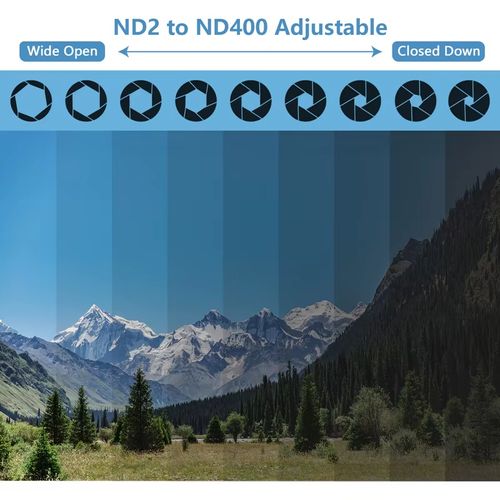 37MM Professional Clip-on Phone Filter Lens ND2-400 Adjustable Neutral Density Filter with Phone Clip Lens Protector