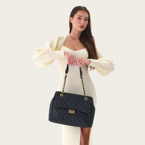 Women's Quilted Chain Tote Bag – Affordable Vegan Leather, Classic Flap Shoulder Bag for School and Work – Stylish Everyday Tote, Perfect Gift for Women in Multiple Colors