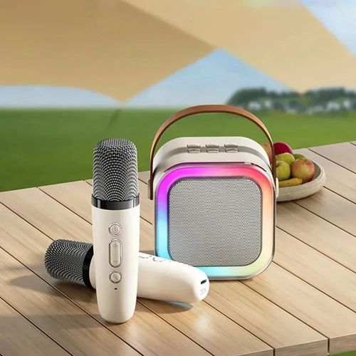 K12 Karaoke Machine Portable Bluetooth Speaker With 2 Wireless Microphones HiFi Family Singing Loudspeaker Children's Gift