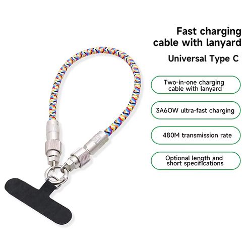 Mobile phone lanyard data cable dual typec charging cable suitable for Apple iPhone  Android fast charging