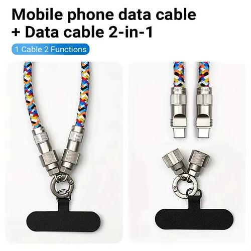 Mobile phone lanyard data cable dual typec charging cable suitable for Apple iPhone  Android fast charging