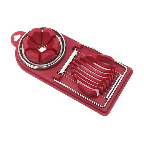 2 in 1 Stainless Steel Egg Slicer Cutter with Stainless Steel Wire for Hard Boiled Eggs Strawberry Soft Fruit Tomato Sausage
