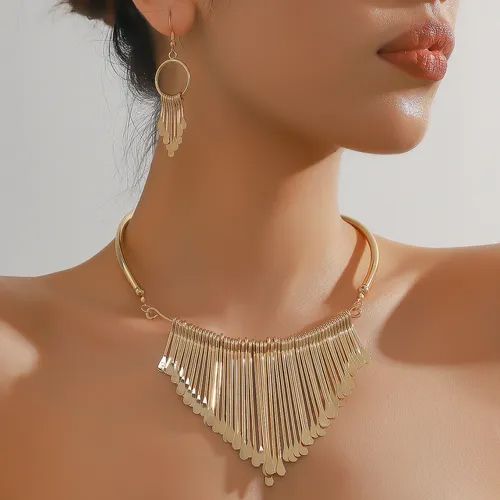 Gold tassel fishtail necklace women's luxury light luxury necklace