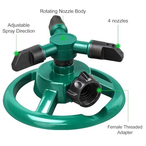 Garden Sprinkler, Adjustable 360 Degree Rotation Lawn Sprinkler, Large Area Coverage, Multipurpose Yard Sprinklers for Plant Irrigation and Kids Playing