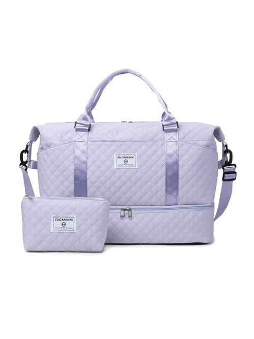 Large Capacity Travel Bag Set, Travel Organizer Bag, Letter Pattern Zipper Travel Bag with Shoe Compartment, Casual Sports Fitness Bag for Women & Men