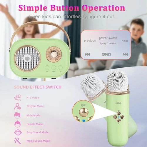 Mini Karaoke Machine Portable Bluetooth Speaker with Wireless Microphone 6 Sound Modes for Adults&Kids Birthday Home Farmily Friends Party Gifts for Girls Boys Friends Ktv speaker