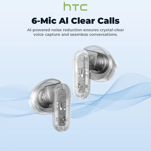 HTC NE20 Bluetooth 6.0 Earphones LED Display High Fidelity Waterproof Wireless Earphones | Suitable for Office, Sports, Study and Audio Calls | Built-in Microphone | Earphones