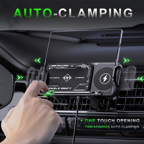 Smart Auto-Clamp Wireless Car Charger – 15W Fast Charge Mount