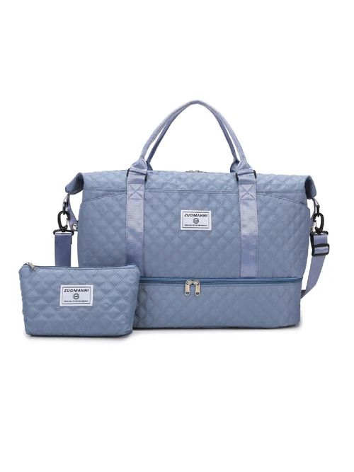 Large Capacity Travel Bag Set, Travel Organizer Bag, Letter Pattern Zipper Travel Bag with Shoe Compartment, Casual Sports Fitness Bag for Women & Men