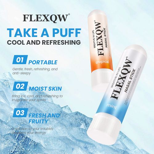 Breathe Easy Anytime ✨ FLEXQW Cooling Nasal Stick – 4-in-1 Refreshing Scent Set