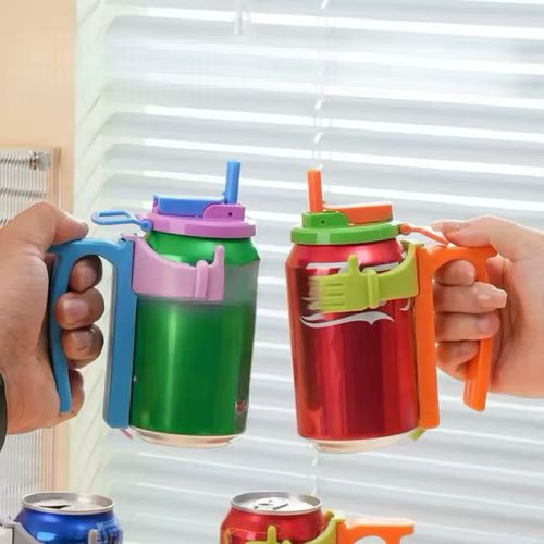 New Product Soda Can Lids and Holders with Spill-proof Lid, Straw, and Can Holder