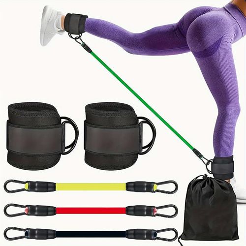 5-Piece Adjustable Ankle Resistance Band Set for Fitness & Yoga