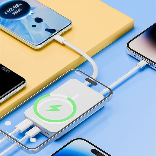 Magnetic Power Bank, 10000mAh Wireless Portable Charger with USB-C Cable