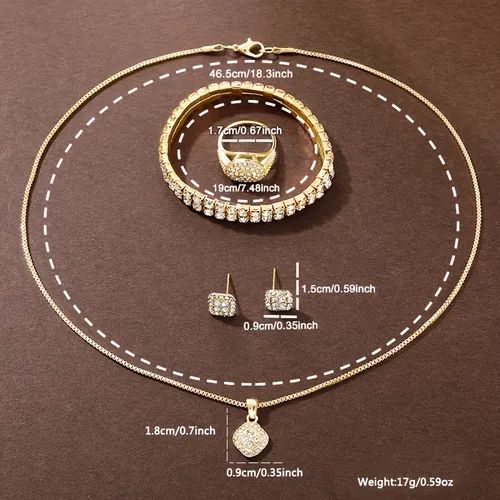 New fashion ladies watch set - advanced personalized diamond-set small square watch + rhinestone jewelry