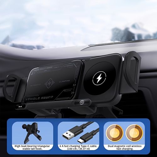 Smart Auto-Clamp Wireless Car Charger – 15W Fast Charge Mount