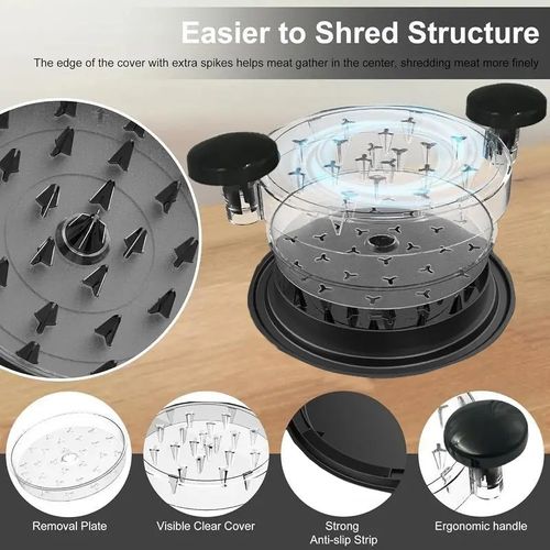 Chicken Shredder, Chicken Breast Shredder Tool, Cooked Meat Shredder With Clear Lid, Ergonomic Design, Auti-slip, Easy To Clean, Chicken Shredder Tool Twist, Chicken Grinder, Multifunctional Kitchen Tool