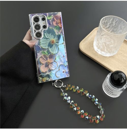 Oil Painting Flower Lanyard Phone Case For Samsung