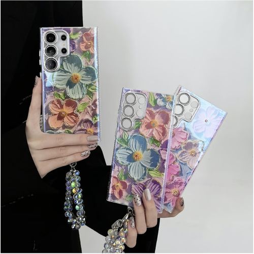Oil Painting Flower Lanyard Phone Case For Samsung
