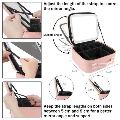Portable Makeup Bag with Mirror, LED Light, and Adjustable Dividers: Your Ultimate Cosmetic Organizer