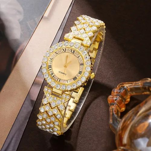New fashion ladies watch set - advanced personalized diamond-set small square watch + rhinestone jewelry