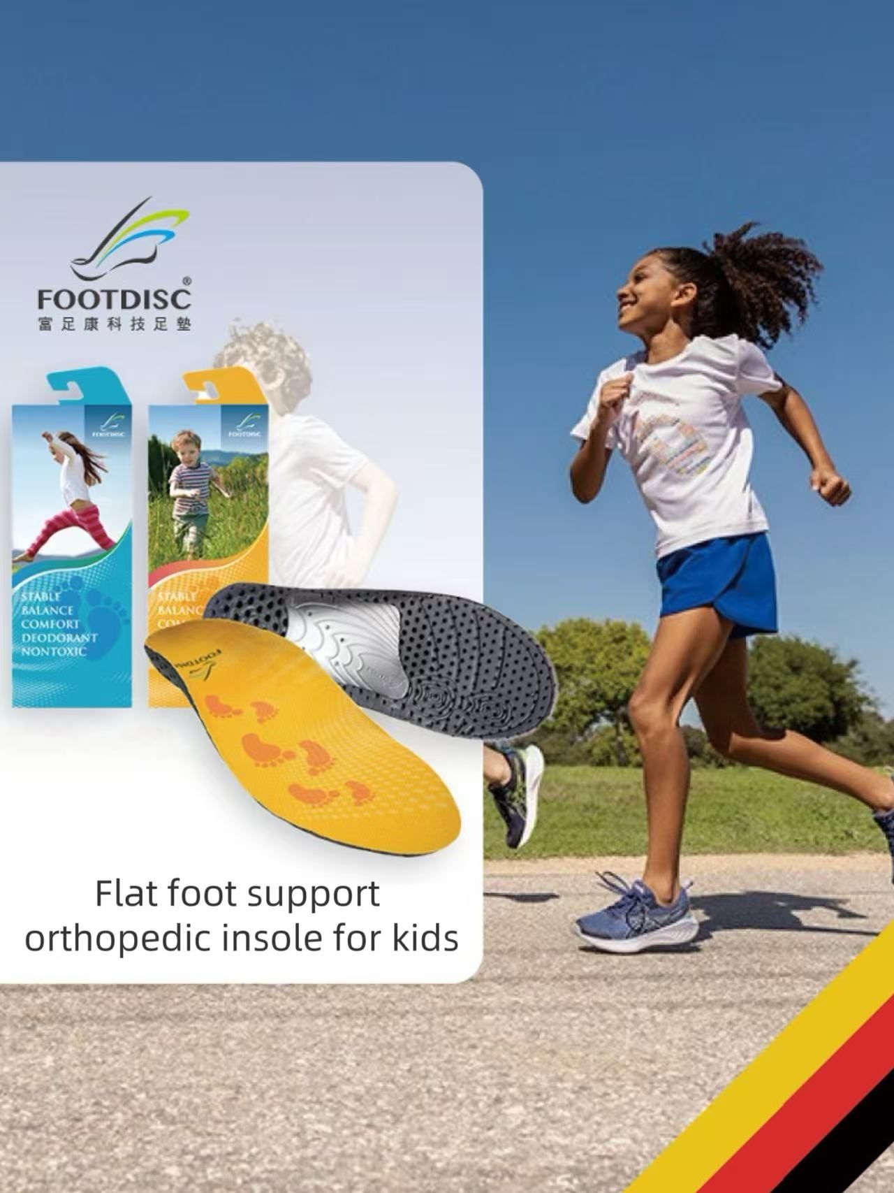 Flat Foot Support Orthopedic Insoles for Kids Have Stability on Sporting