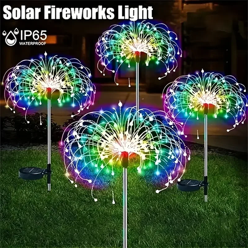 Home Garden  NEW 200LEDs Solar Fireworks Lights Outdoor Waterproof Solar Garden Lights 8 Lighting Modes With Remote Control Decorations Light