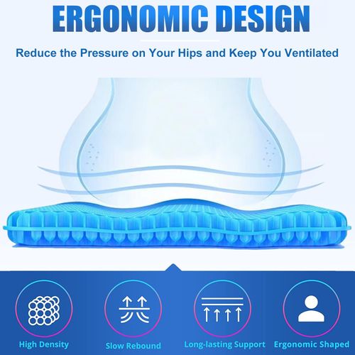 Gel Seat Cushion for Long Sitting Pressure Relief(Super Large&Thick) -Wheelchair Cushion for Pressure Sores - Coccyx,Sciatica & Tailbone Pain Relief Cushion- Non-Slip Butt Pillow for Office, Home, Car