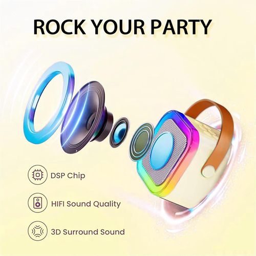 Lonvel K12 Mini 2 Mic Portable Gifts Kids Wireless Karaoke Speaker With 2 Microphones Karaoke Digital Key Control Blue Pink