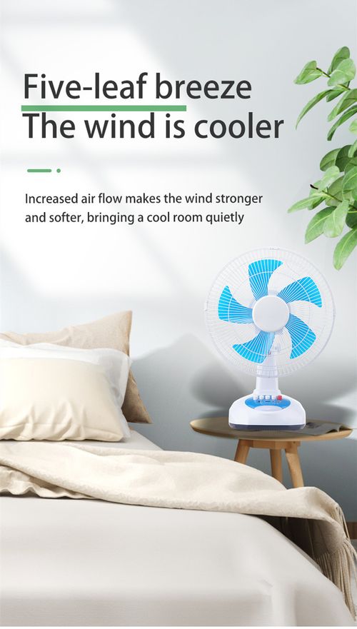 12-inch AC-DC solar fan set, oscillating rechargeable fan with light, table fan