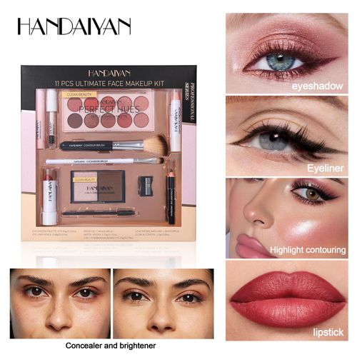 11-Piece Makeup Set Lipstick Set HANDAIYAN Cosmetics Set for Beginners Makeup Kit