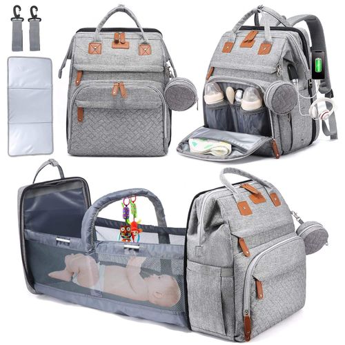 Baby Diaper Bags with Changing Station, Large Capacity Waterproof Backpack Bag for Moms Dads with USB Charging Port,Stroller Straps, Baby Shower Gifts