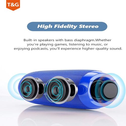 T&G Portable Bluetooth Speaker, IPX4 Waterproof Wireless Speaker with Subwoofer, Stereo Pairing – TG117