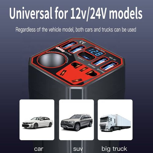 Car Charger 12V24V to 220V Universal High-power Inverter for Fast Charging of Cars and Trucks, Cigarette Socket