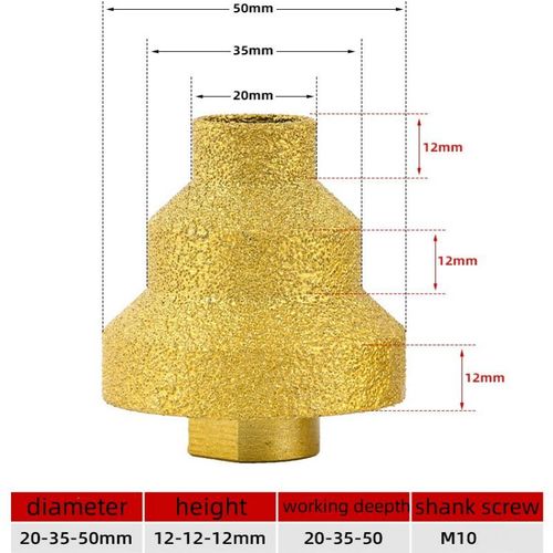M10 Thread Diamond Core Stepped Pagoda Drill Bit,Diamond Beveling Chamfer Multi-Layer Conical Hole Opener for Metal,Granite Drill,Countersink Drill Bit for Enlarging, Shaping (2Piece)
