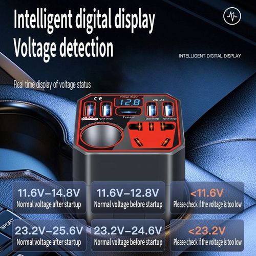 Car Charger 12V24V to 220V Universal High-power Inverter for Fast Charging of Cars and Trucks, Cigarette Socket