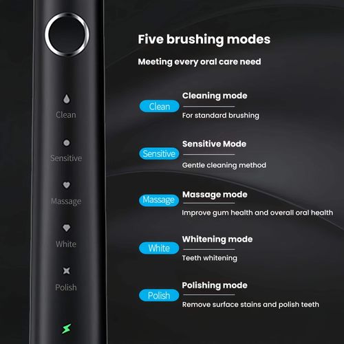 2025 Adult Sonic Electric Toothbrush 6 DuPont Brush Heads IPX7 Waterproof Foldable Induction Charging Portable Travel