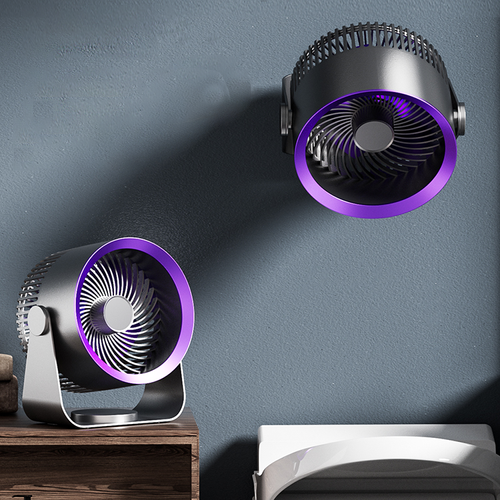 Desk Fan Portable Fit For Fan Small Table Fan With 199 Gear 6000Mah USB Rechargerable Wall Mount Fan Kitchen Home Office(Purple)