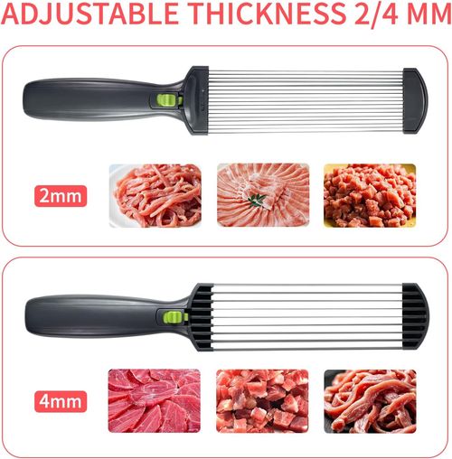 Manual Fresh Meat Slicer,Thickness Adjustable 2 or 4 mm Meat Cutter Set for Fresh Meat Slicing Shredding Chicken Beef Pork Mutton Ideal for Home Cooking BBQ & Hot Pot