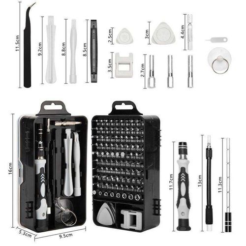 115 in 1 Small Precision Screwdriver Set, Portable Compact Magnetic Repair Tool Kit for Furniture Computer Bicycle - With Gray Case