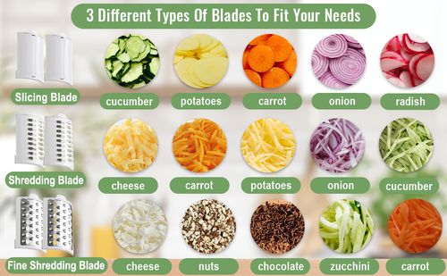 Electric Cheese Grater for Block Cheese,2025 Upgrade Electric Grater for Home Kitchen Use,3 Changeable Blades Salad Shooter Electric Slicer Shredder for Vegetable Fruit Nuts