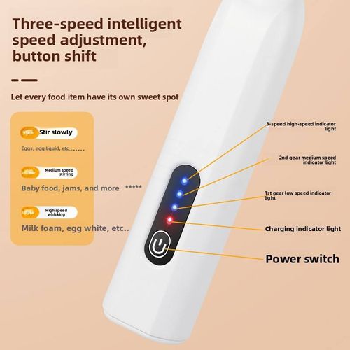 Milk frother, coffee home milk small cream whisk, electric stirring rod, milk frother, hand-held mixer（White）