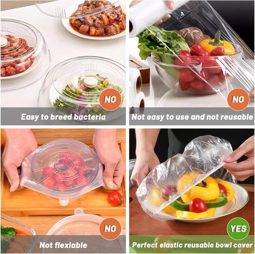 600Pcs Reusable Elastic Food Bowl Storage Covers, Sublaga Bowl Covers, Dish Plate Covers, Alternative to foil, Plastic Wrap,BPA Free