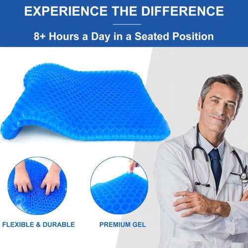 Gel Seat Cushion for Long Sitting Pressure Relief(Super Large&Thick) -Wheelchair Cushion for Pressure Sores - Coccyx,Sciatica & Tailbone Pain Relief Cushion- Non-Slip Butt Pillow for Office, Home, Car