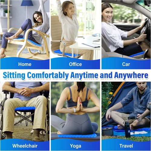 Gel Seat Cushion for Long Sitting Pressure Relief(Super Large&Thick) -Wheelchair Cushion for Pressure Sores - Coccyx,Sciatica & Tailbone Pain Relief Cushion- Non-Slip Butt Pillow for Office, Home, Car